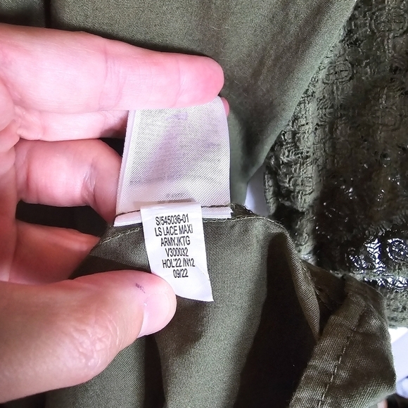 Gap Lace Sleeve Army Jacket Green Ruffle Cotton Midi Dress - Picture 14 of 15